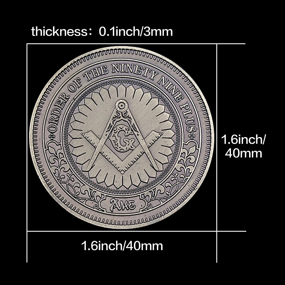 Order of Knights Hospitaller Commemorative Coin - Masonic Compass Square Emblem, Collectible Medieval Secret Society Coin