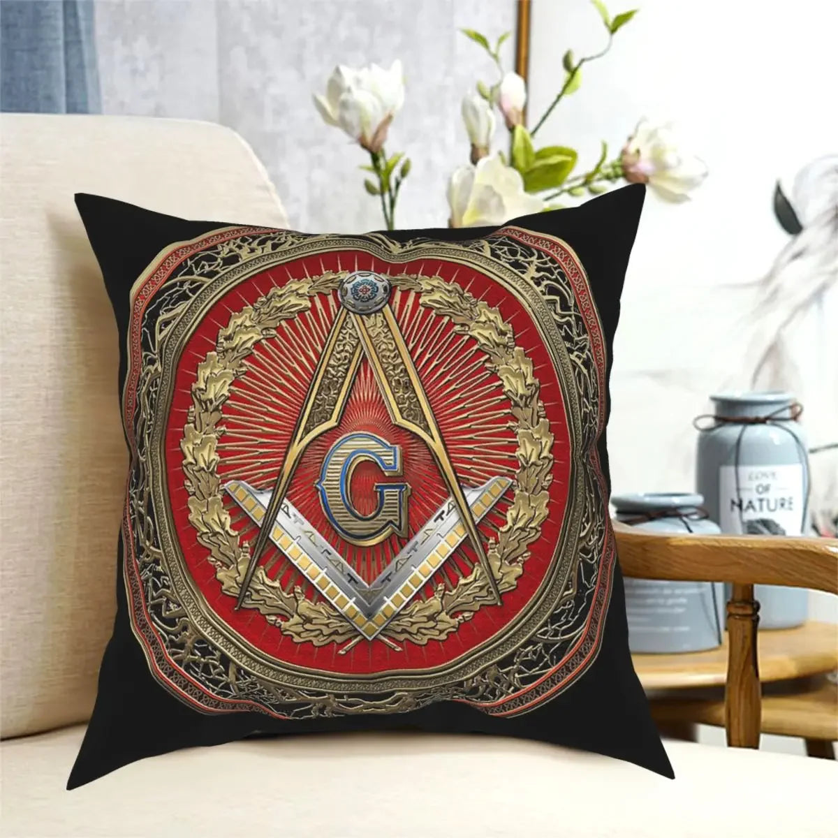 Masonic Symbols Square Pillow Case Cushions for Sofa 3rd Degree Mason