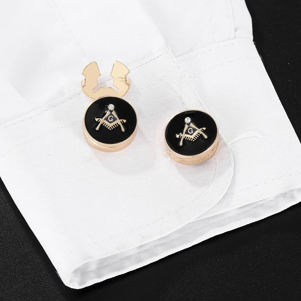Masonic Cufflinks for Men  European Style Metal Cuff with Masonic Symbol Engraved Design Business Casual Fashion Accessories