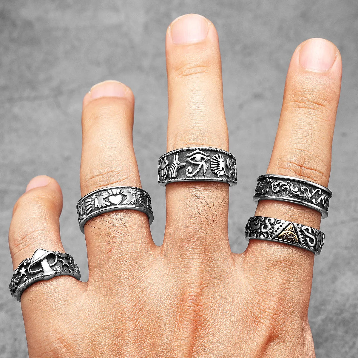 Masonic Eye of Light Men Rings Stainless Steel Women Jewelry Retro Punk New in Rock Cool Fashion Accessories Gift Wholesale