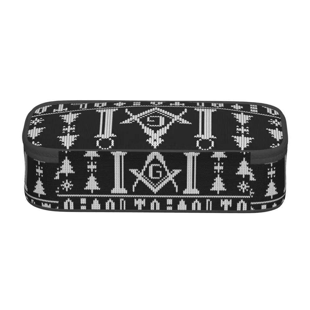 Custom Cute Gold Square Compass Masonic Freemason Pencil Cases for Freemasonry Mason Pencil Pouch School Accessories