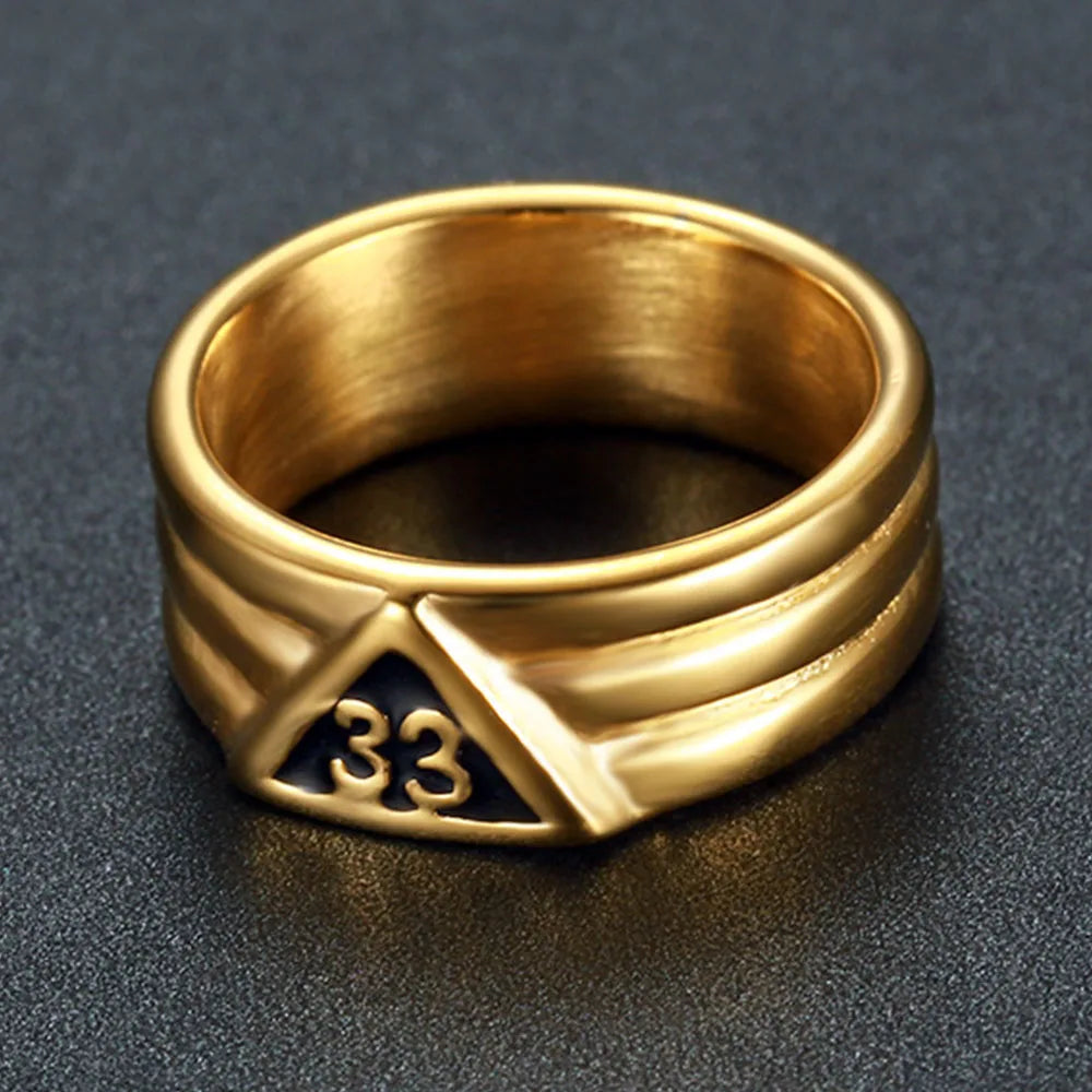 Classic Masonic Ring Stainless Steel Jewelry Fashion 33 Freemasonry Masonic Biker Mens Ring