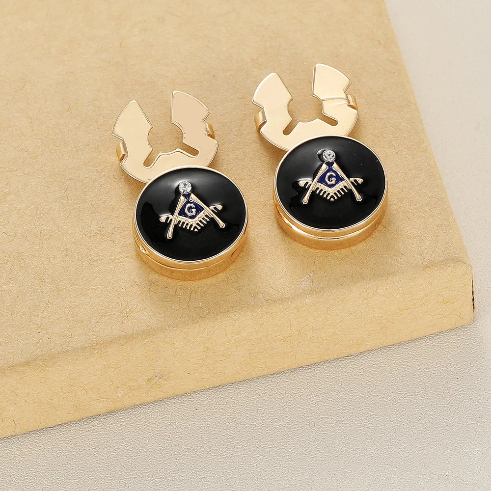 Masonic Cufflinks for Men  European Style Metal Cuff with Masonic Symbol Engraved Design Business Casual Fashion Accessories