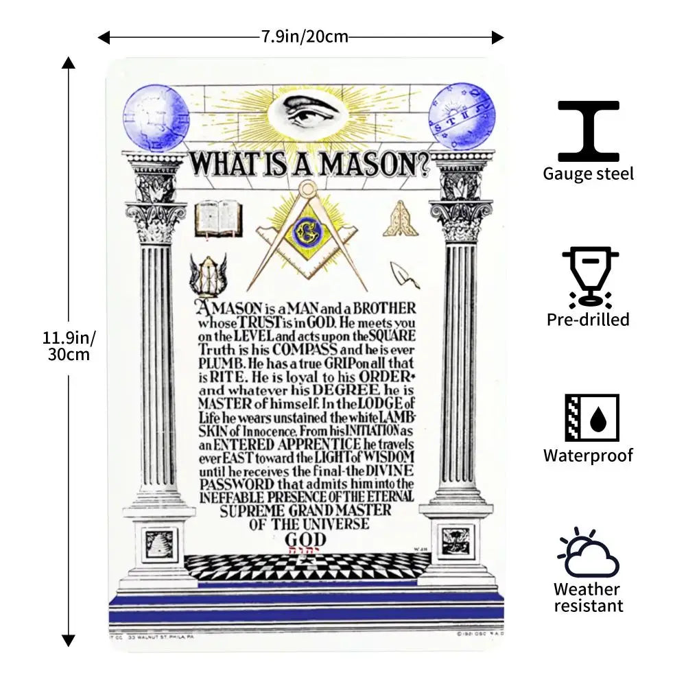 Retro What Is A Masonic Mason Metal Sign Custom POEM Master Mason Freemasonry Tin Plaques Pub Wall Bar Decor Decorations Art