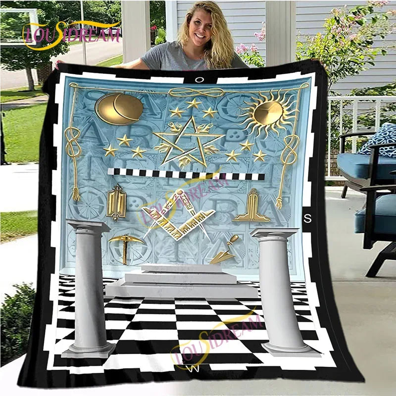 Creative Freemasonry Capital Community Blankets Masonic Lodge Soft Lightweight Thin Sheets Sofa Covers Hiking Warm Blankets.