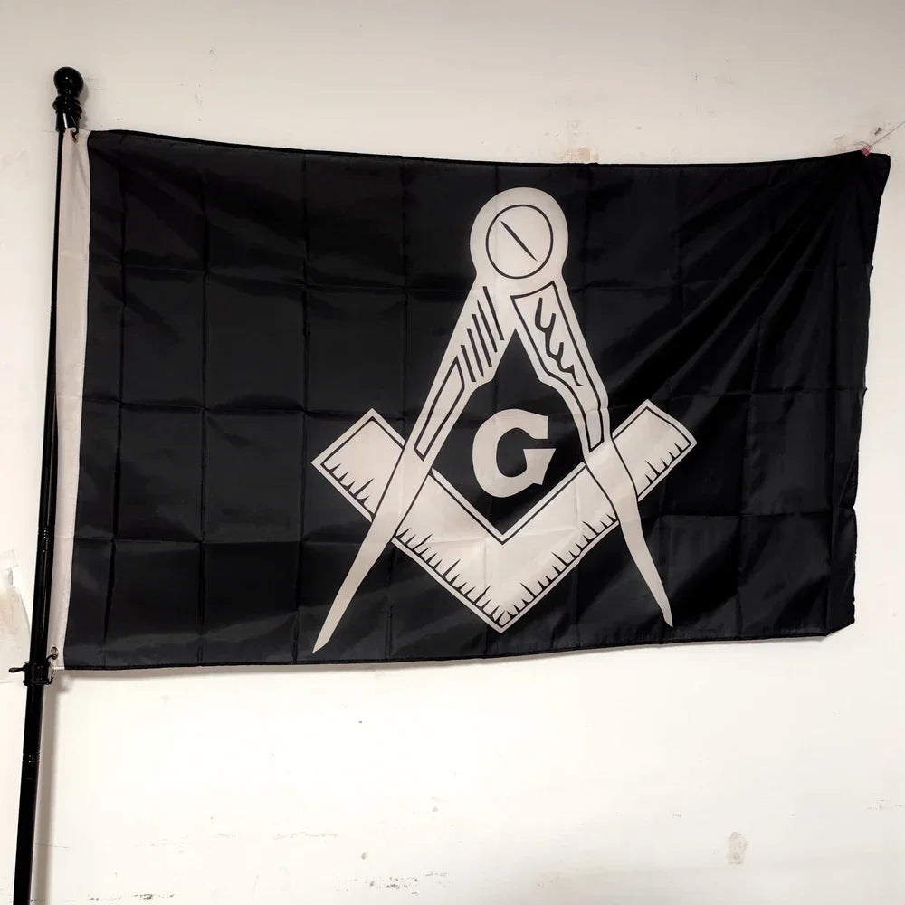 Freemason Lodge Masonic Embroidered Outdoor Flag 90x150cm Durable Weather-Resistant Banner for Garden Wall Hanging Decor