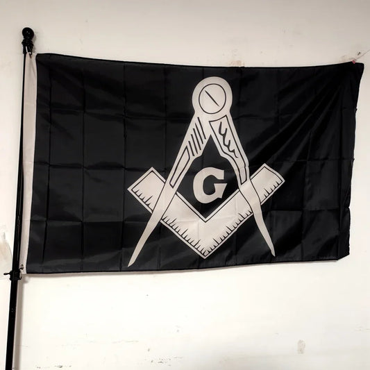 Freemason Lodge Masonic Embroidered Outdoor Flag 90x150cm Durable Weather-Resistant Banner for Garden Wall Hanging Decor
