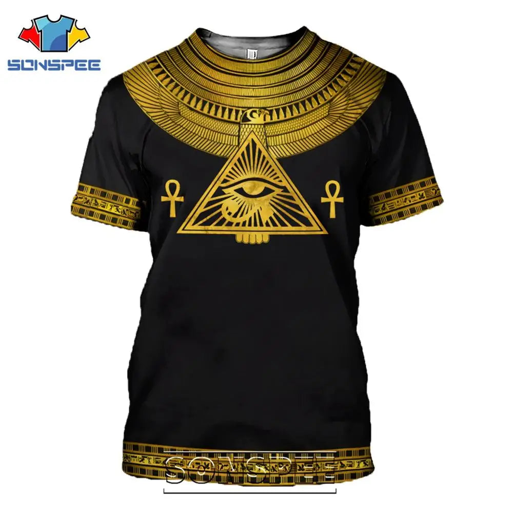 Summer 2024 Men's T-Shirt Casual 3D Printing Ancient Egypt Eye of Horus Egyptian Symbol T-Shirt Men's Women's Short Sleeve Plus