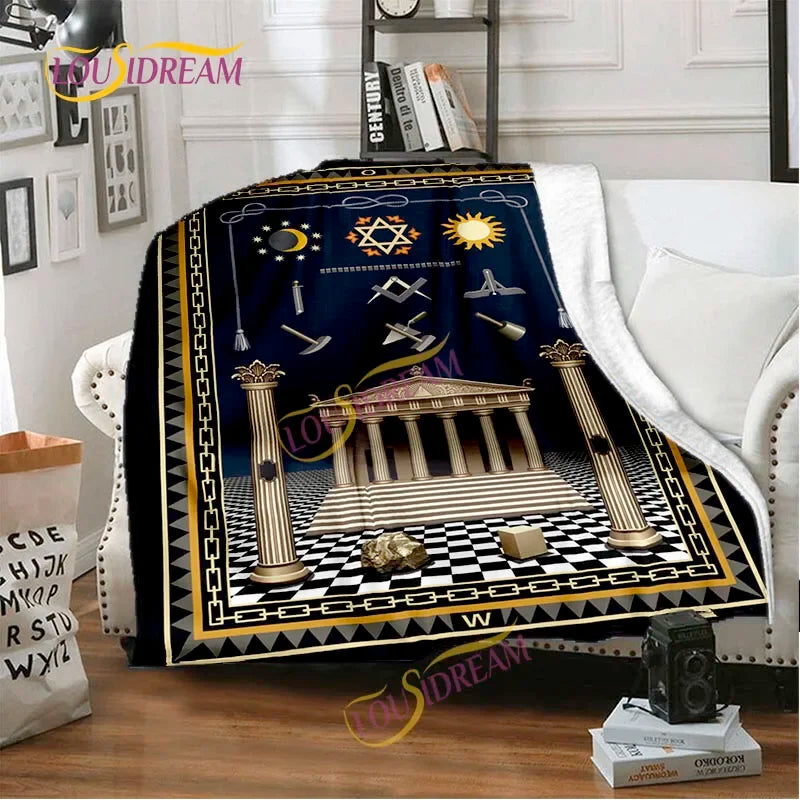 Creative Freemasonry Capital Community Blankets Masonic Lodge Soft Lightweight Thin Sheets Sofa Covers Hiking Warm Blankets.
