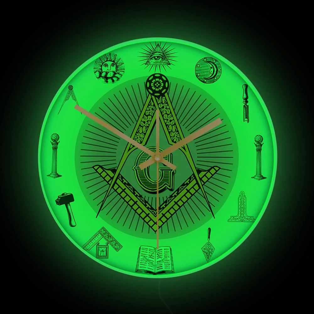 The Masonic Exchange White Square Compass Masonic Symbols Wall Clock Freemason Fancy Home Decor Clock Silent Quartz Wall Watch