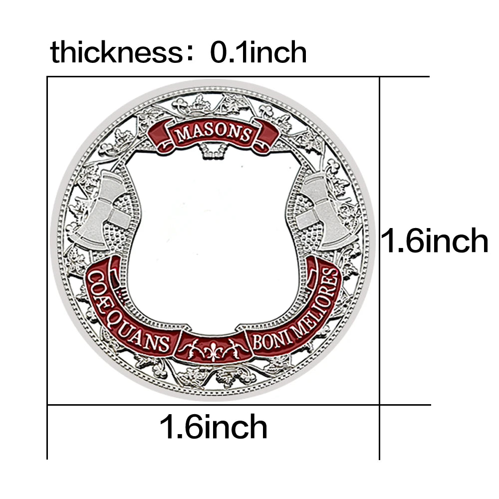 Freemasons Silver Plated Coin Collectibles Souvenir Masonic Masons 3D Commemorative Medal Challenge Coin Gift