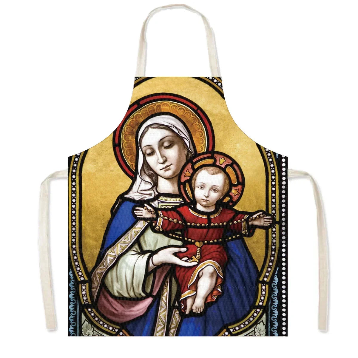 Vintage Religion Jesus Print Kitchen Aprons Women Men Home Cleaning Clothing Linen Pinafore Waterproof Chef Cooking Apron