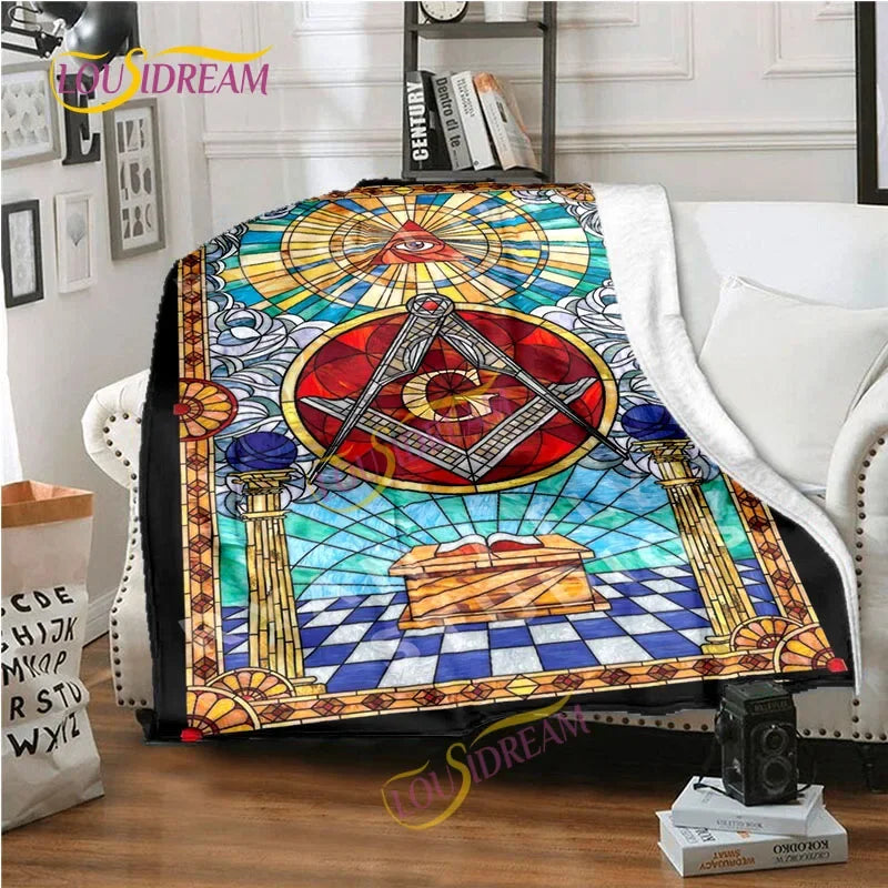 Creative Freemasonry Capital Community Blankets Masonic Lodge Soft Lightweight Thin Sheets Sofa Covers Hiking Warm Blankets.