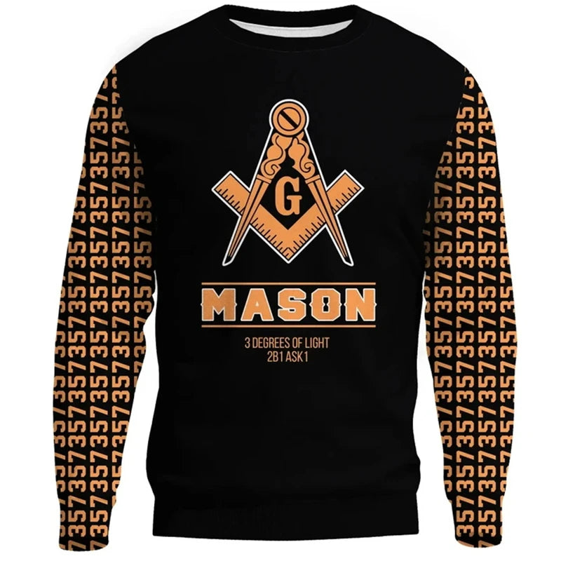 2024 Mason Freemasons Men's Sweatshirt Clothes 3D Print Freemason Sweaters Male Women Long Sleeve Tops Spring And Autumn Hoodie