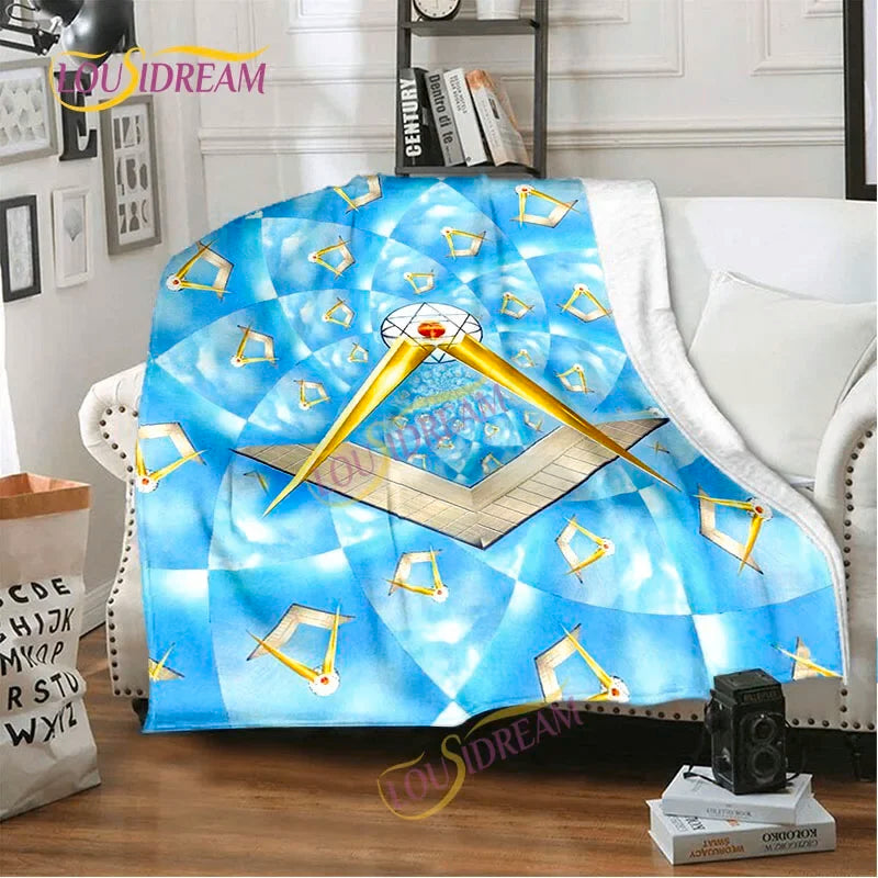 Creative Freemasonry Capital Community Blankets Masonic Lodge Soft Lightweight Thin Sheets Sofa Covers Hiking Warm Blankets.