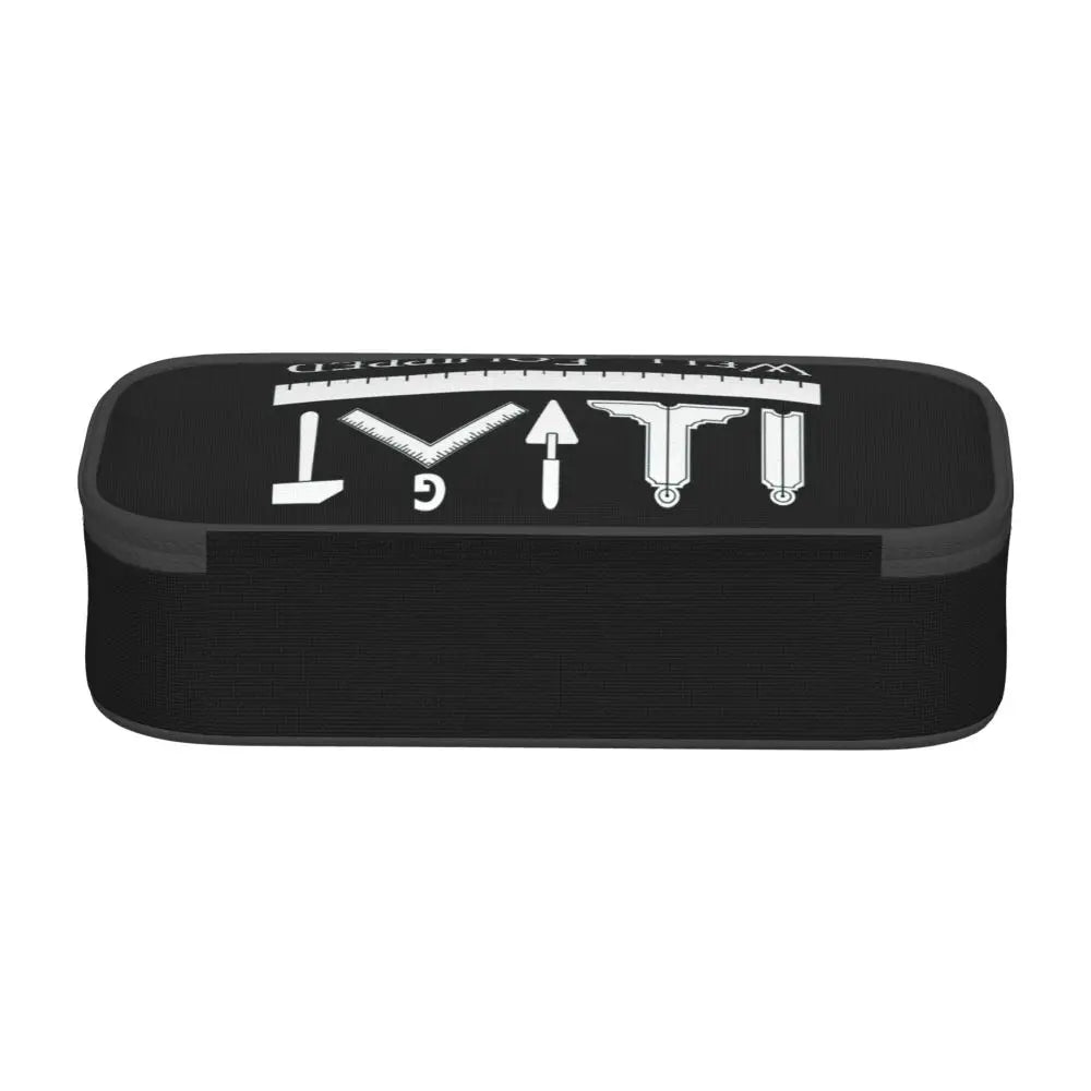 Custom Cute Gold Square Compass Masonic Freemason Pencil Cases for Freemasonry Mason Pencil Pouch School Accessories