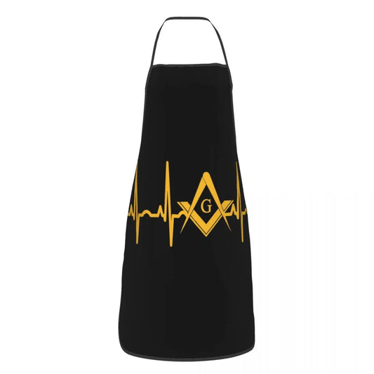 Custom Unisex Heartbeat Freemason Bib Apron Adult Women Men Chef
