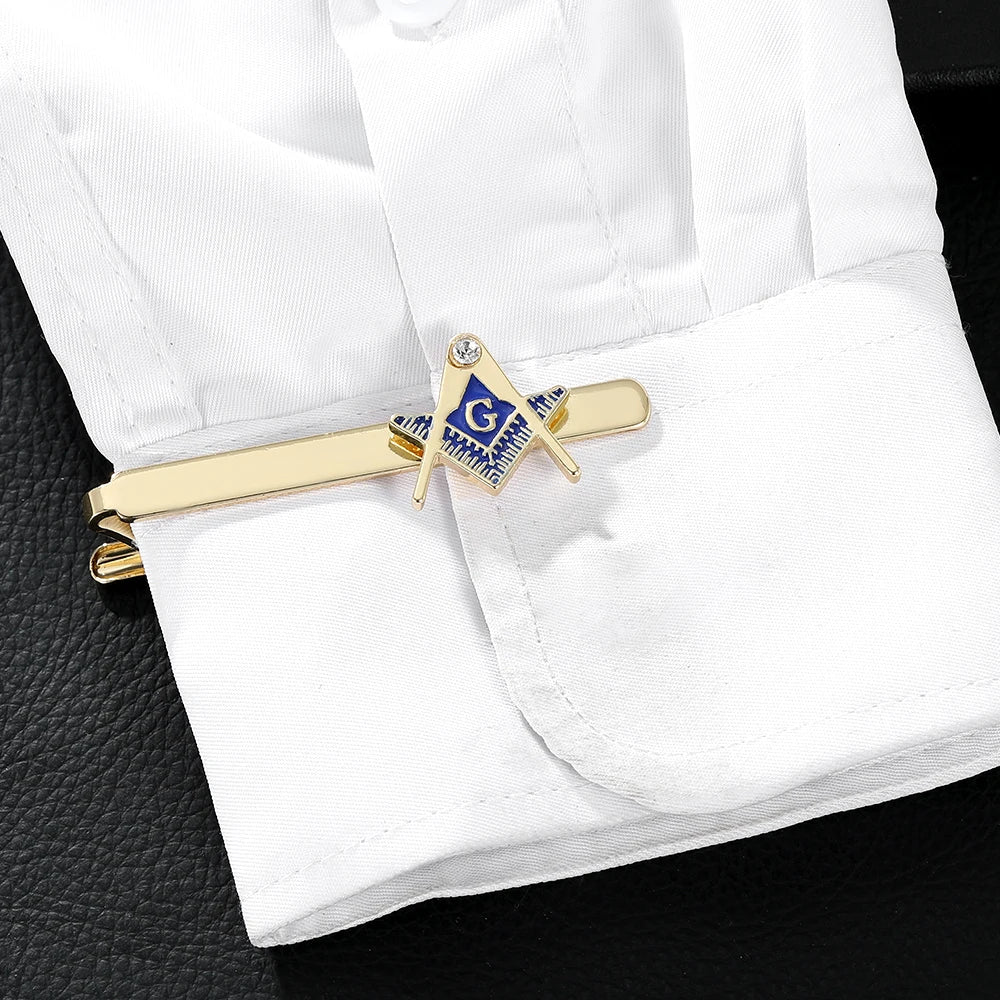 Golden Freemason Emblem Masonic Symbols Tie Clip For Mens