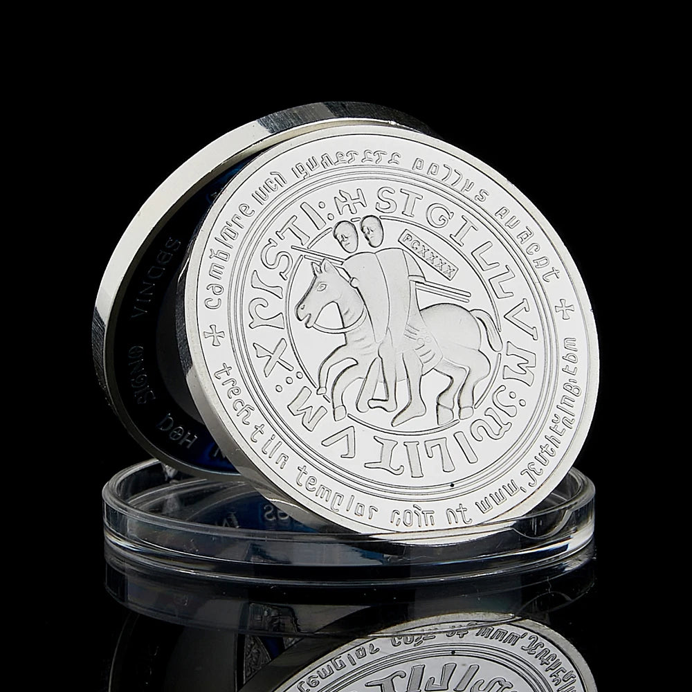 Masonic Exchange Red Knights Templar Crusaders Commemorative Masonic Freemason Silver Plated Coin