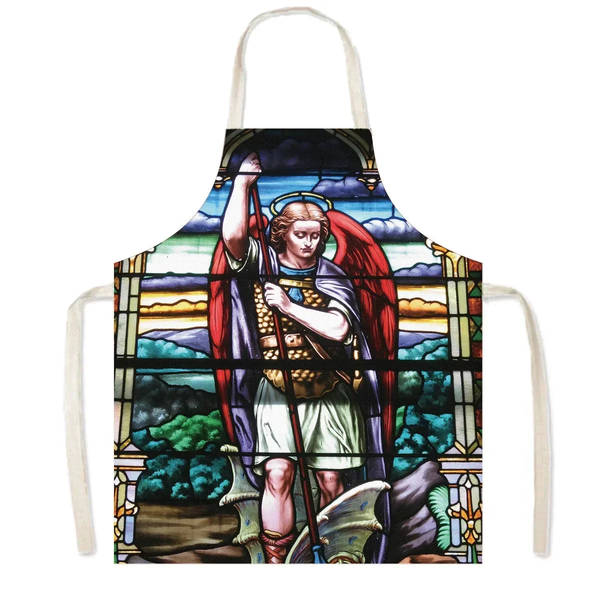 Vintage Religion Jesus Print Kitchen Aprons Women Men Home Cleaning Clothing Linen Pinafore Waterproof Chef Cooking Apron