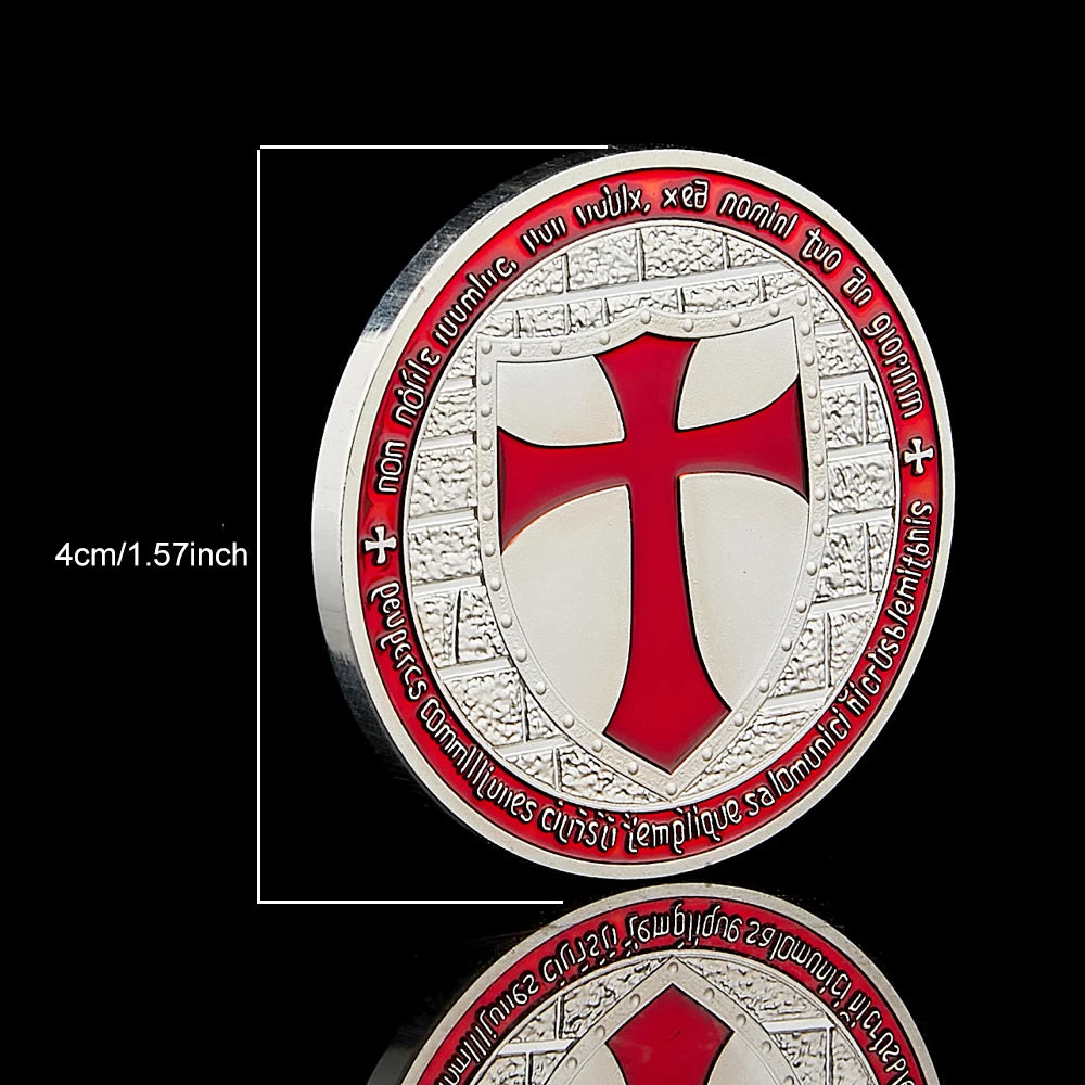 Masonic Exchange Red Knights Templar Crusaders Commemorative Masonic Freemason Silver Plated Coin