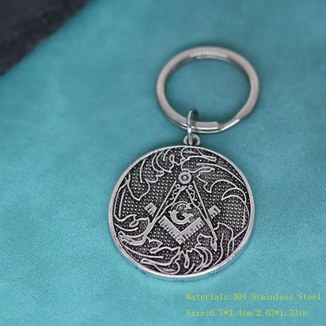 Mens Masonic Pendant Large Mason G Pendant Keychain For Women Slavic Viking Key Chains Illuminati Jewelry Gift