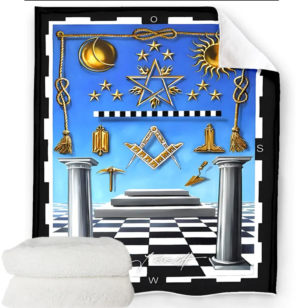 Creative Freemasonry Capital Community Blankets Masonic Lodge Soft Lightweight Thin Sheets Sofa Covers Hiking Warm Blankets.