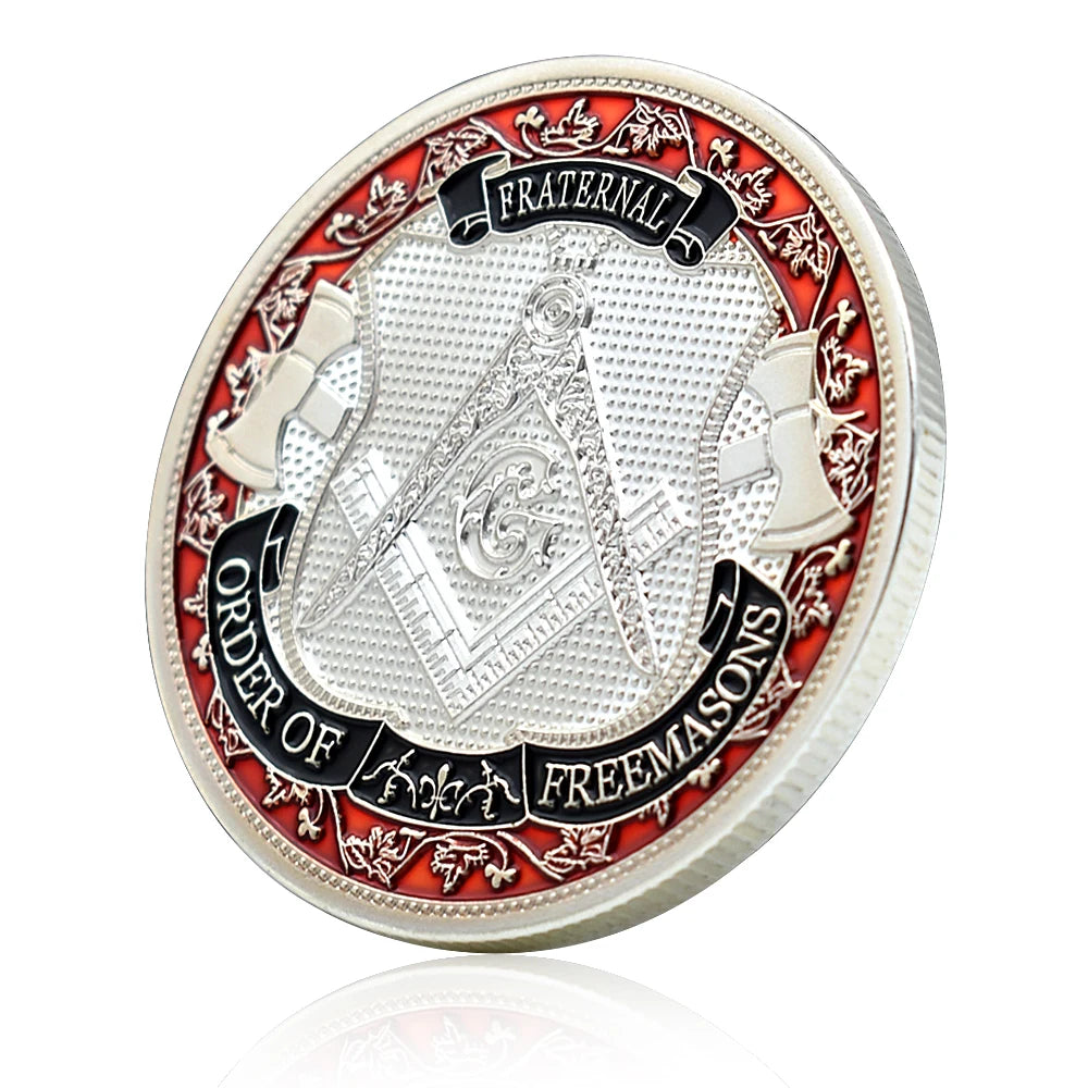Freemasons Silver Plated Coin Collectibles Souvenir Masonic Masons 3D Commemorative Medal Challenge Coin Gift
