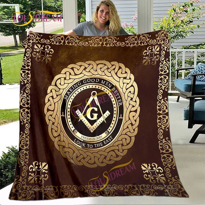 Creative Freemasonry Capital Community Blankets Masonic Lodge Soft Lightweight Thin Sheets Sofa Covers Hiking Warm Blankets.