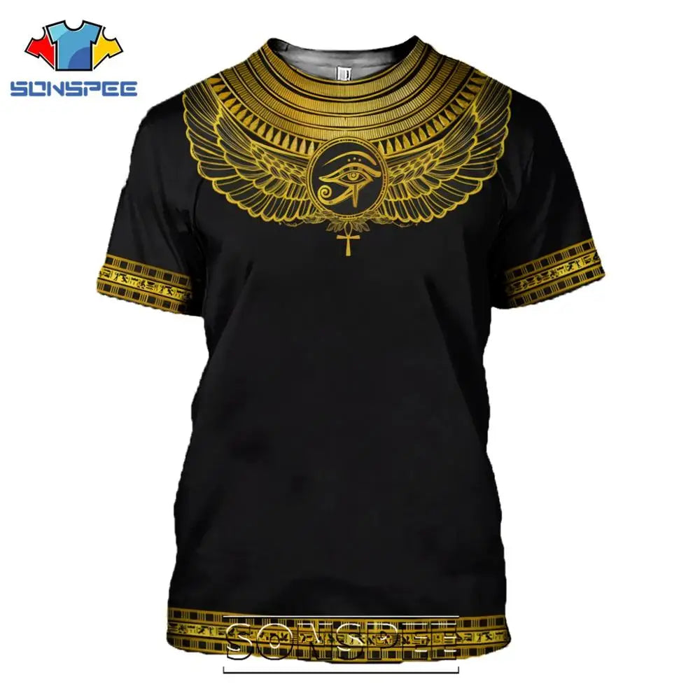 Summer 2024 Men's T-Shirt Casual 3D Printing Ancient Egypt Eye of Horus Egyptian Symbol T-Shirt Men's Women's Short Sleeve Plus