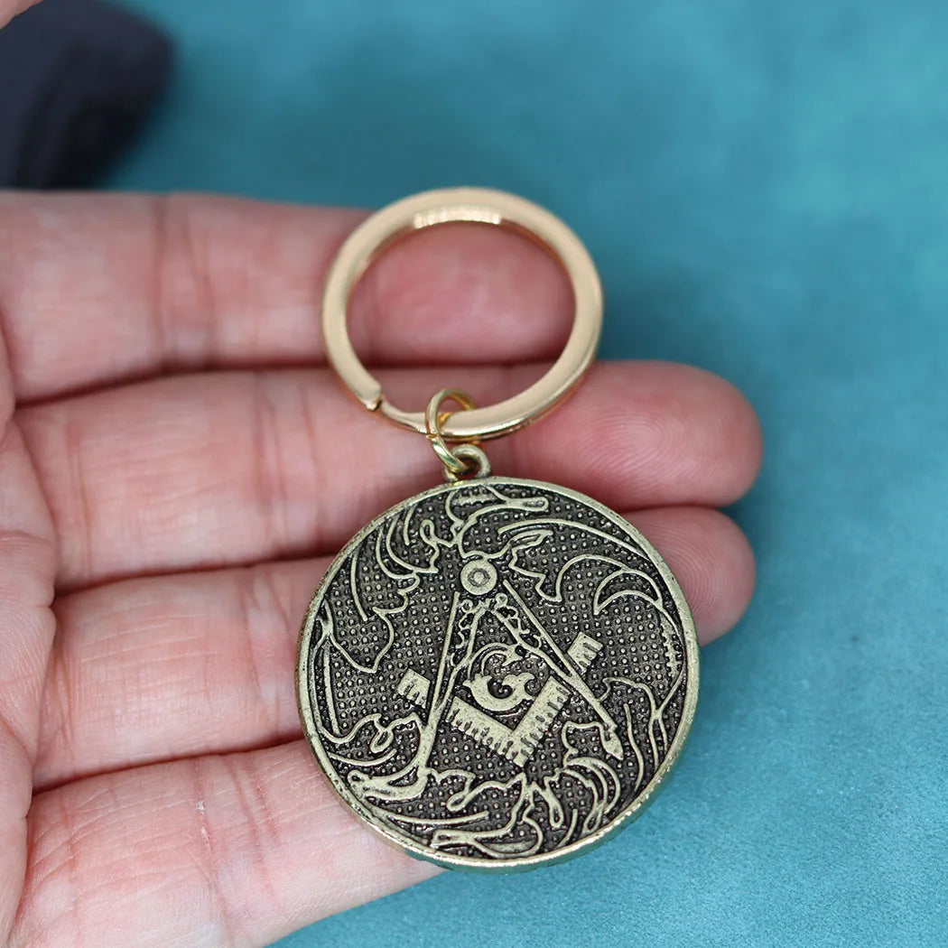 Mens Masonic Pendant Large Mason G Pendant Keychain For Women Slavic Viking Key Chains Illuminati Jewelry Gift