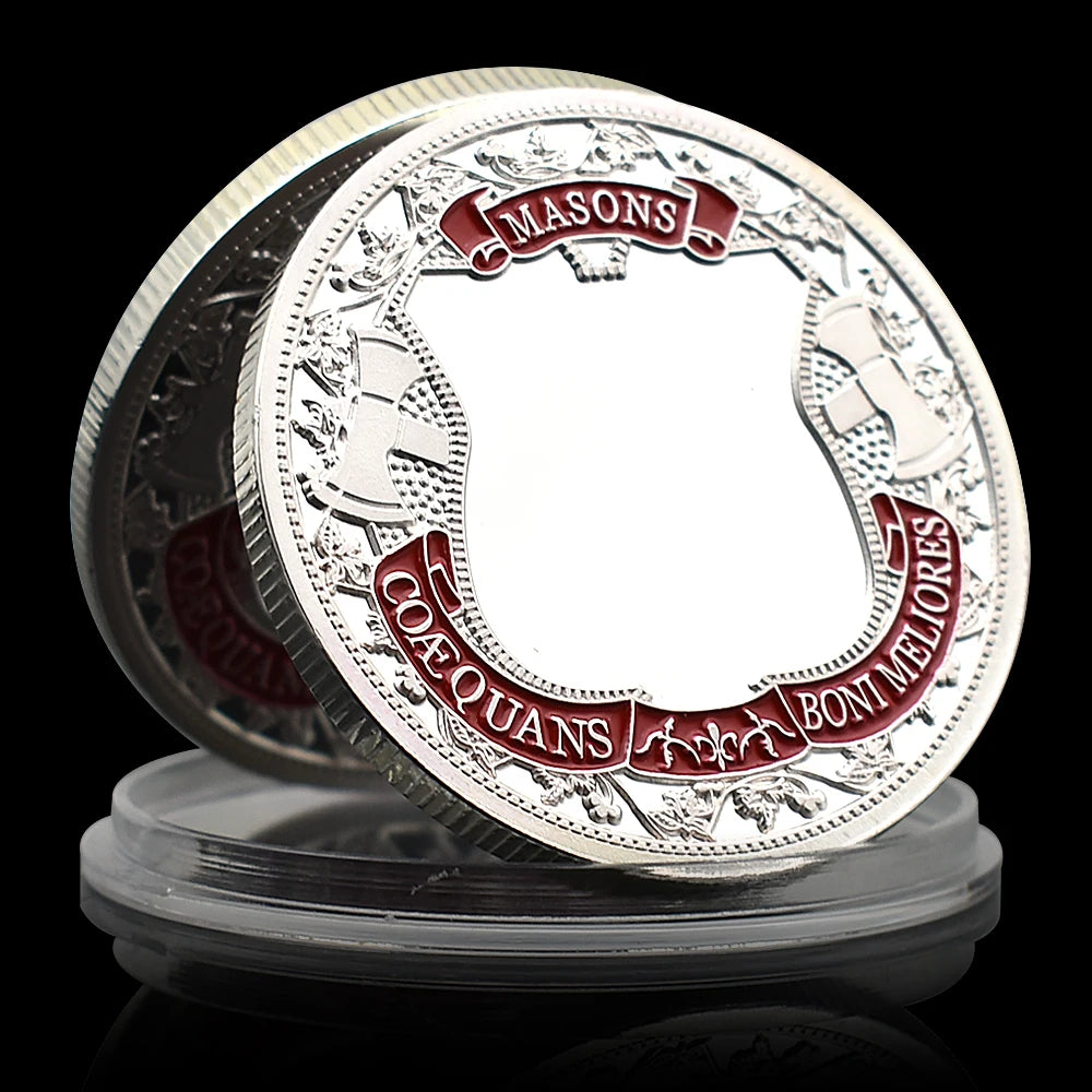 Freemasons Silver Plated Coin Collectibles Souvenir Masonic Masons 3D Commemorative Medal Challenge Coin Gift