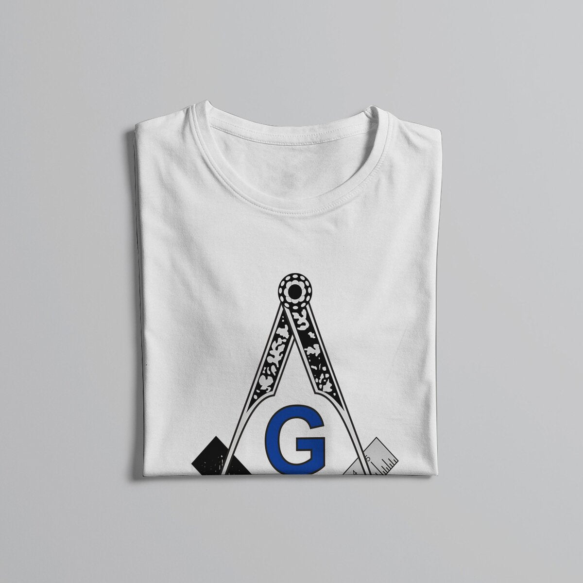 Black White Blue Harajuku Polyester TShirt Freemason Gold Square Compass Style Tops Casual T Shirt Male Tee