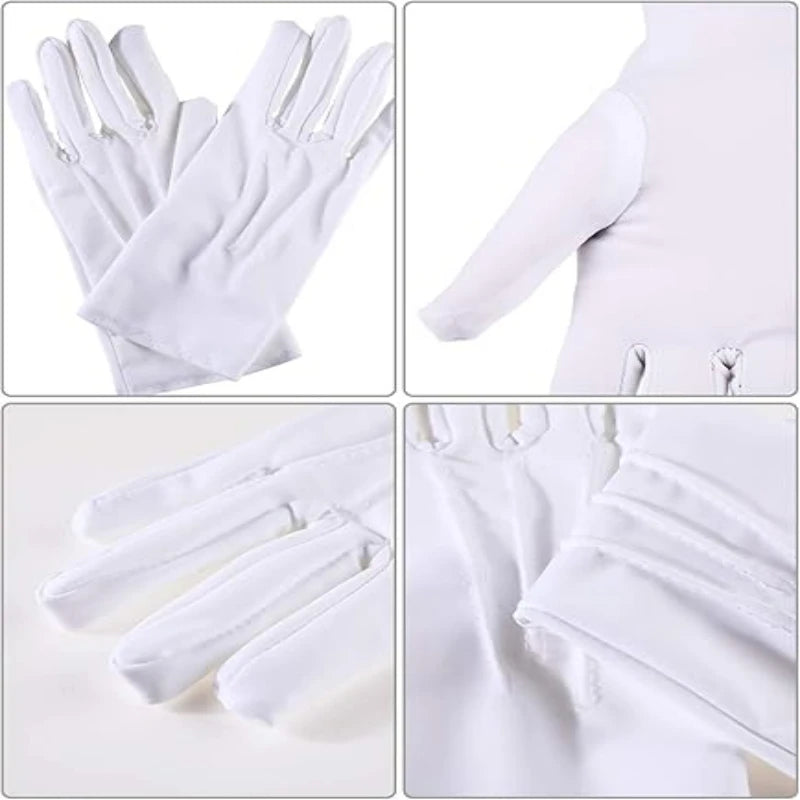 6Pairs White Gloves Pallbearer Funeral Masonic Parade Mittens Dress
