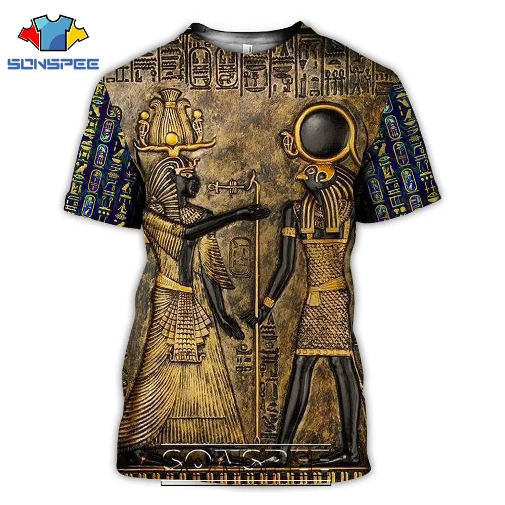 Summer 2024 Men's T-Shirt Casual 3D Printing Ancient Egypt Eye of Horus Egyptian Symbol T-Shirt Men's Women's Short Sleeve Plus