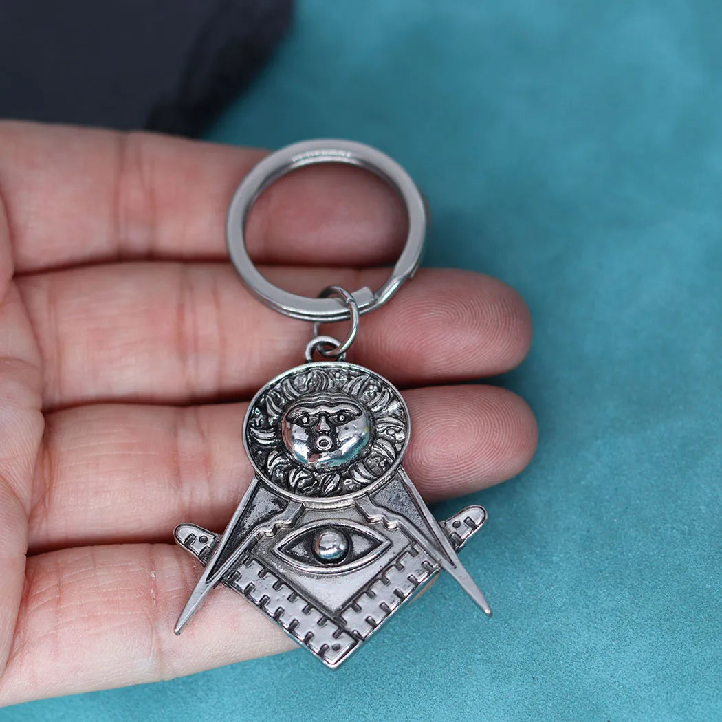 Masonic Sun Pendant Keychain For Men Women Slavic Keyring Knights Templar Solar System Symbol Key Chains Amulet Jewelry Gift