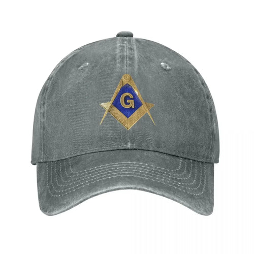 Baseball Cap Snapback Hat Punk Gold Square Compass Masonic Freemason