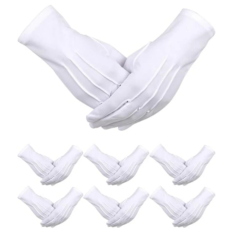 6Pairs White Gloves Pallbearer Funeral Masonic Parade Mittens Dress