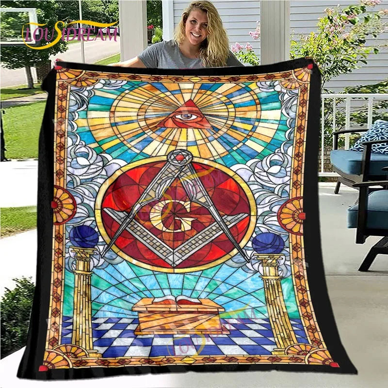 Creative Freemasonry Capital Community Blankets Masonic Lodge Soft Lightweight Thin Sheets Sofa Covers Hiking Warm Blankets.