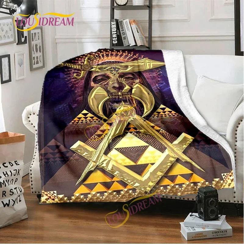Creative Freemasonry Capital Community Blankets Masonic Lodge Soft Lightweight Thin Sheets Sofa Covers Hiking Warm Blankets.