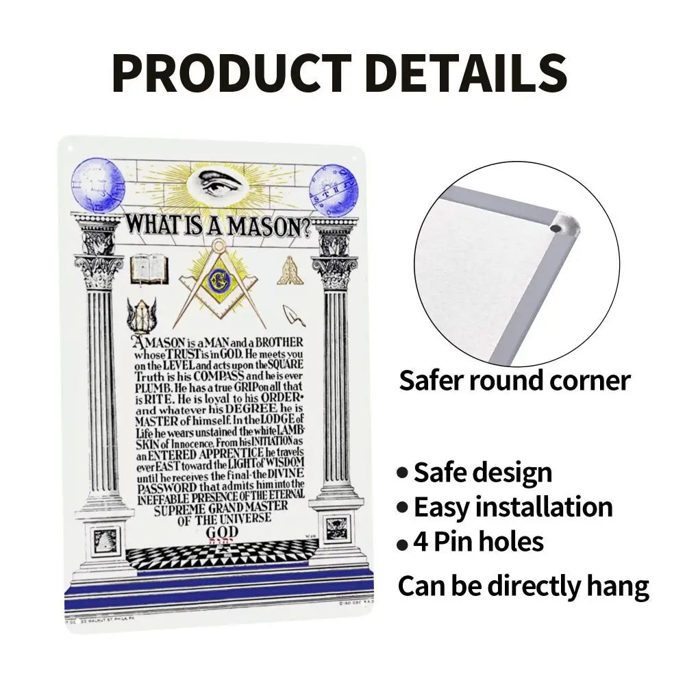 Retro What Is A Masonic Mason Metal Sign Custom POEM Master Mason Freemasonry Tin Plaques Pub Wall Bar Decor Decorations Art