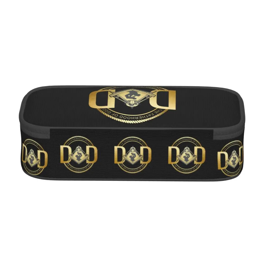 Custom Cute Gold Square Compass Masonic Freemason Pencil Cases for Freemasonry Mason Pencil Pouch School Accessories