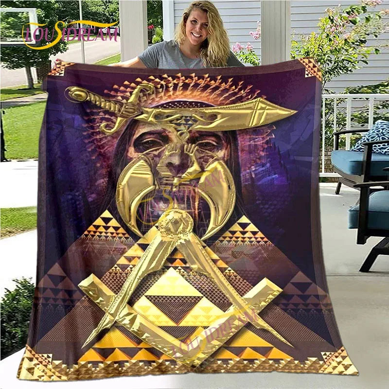 Creative Freemasonry Capital Community Blankets Masonic Lodge Soft Lightweight Thin Sheets Sofa Covers Hiking Warm Blankets.