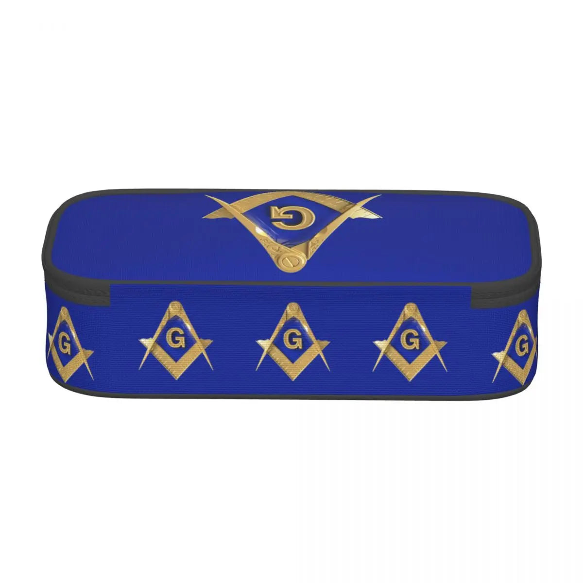 Custom Cute Gold Square Compass Masonic Freemason Pencil Cases for Freemasonry Mason Pencil Pouch School Accessories