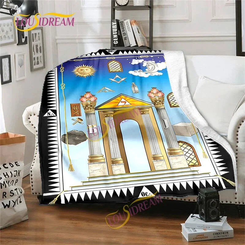 Creative Freemasonry Capital Community Blankets Masonic Lodge Soft Lightweight Thin Sheets Sofa Covers Hiking Warm Blankets.