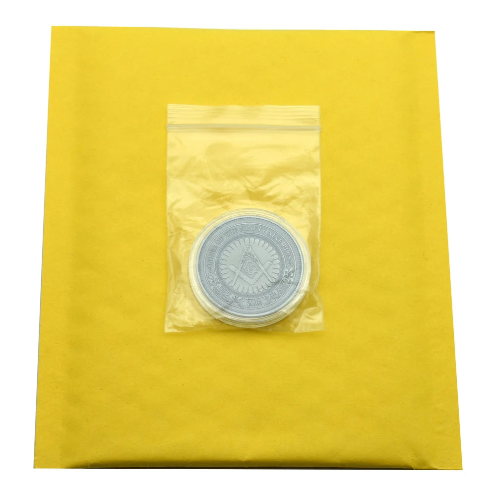 Order of Knights Hospitaller Commemorative Coin - Masonic Compass Square Emblem, Collectible Medieval Secret Society Coin