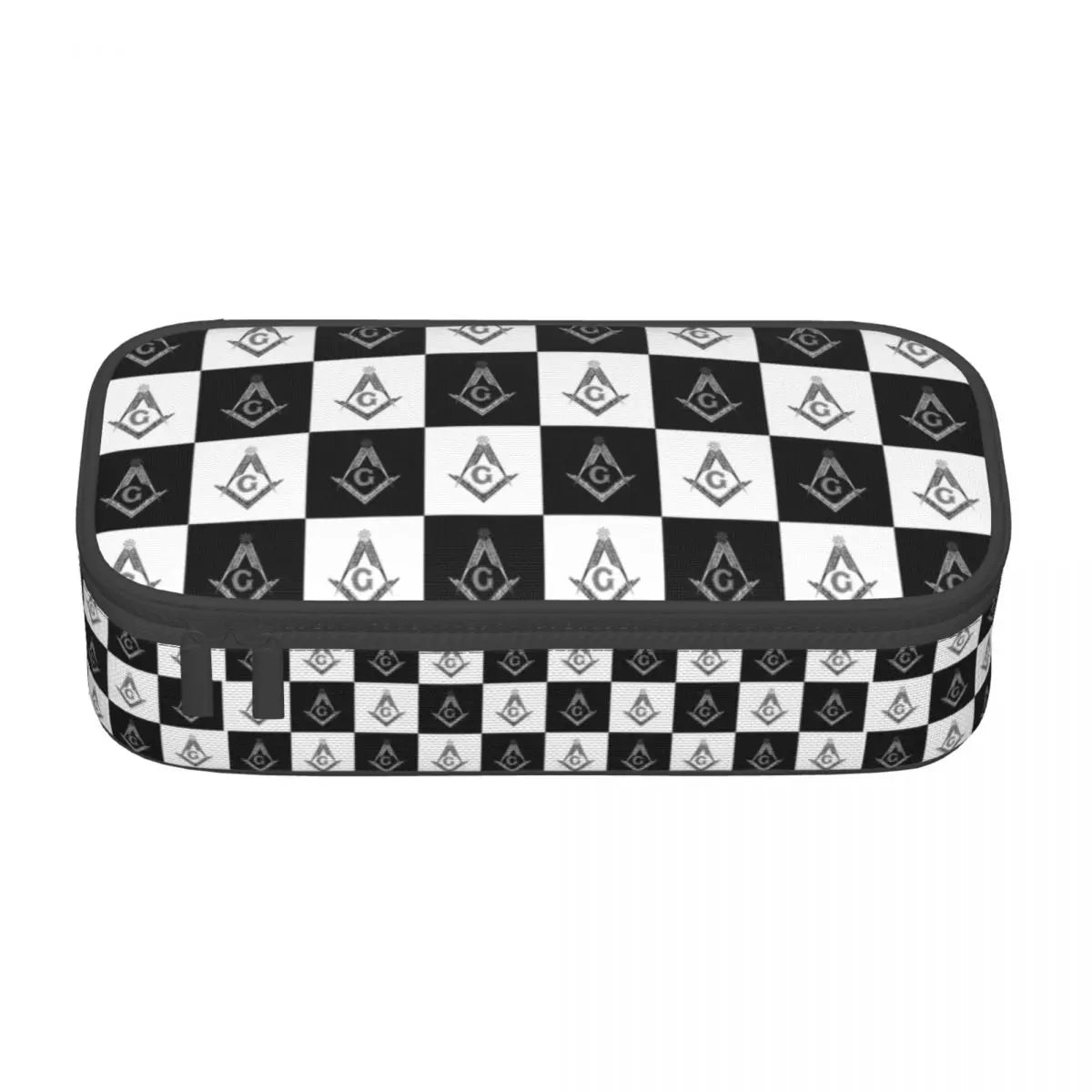 Custom Cute Gold Square Compass Masonic Freemason Pencil Cases for Freemasonry Mason Pencil Pouch School Accessories