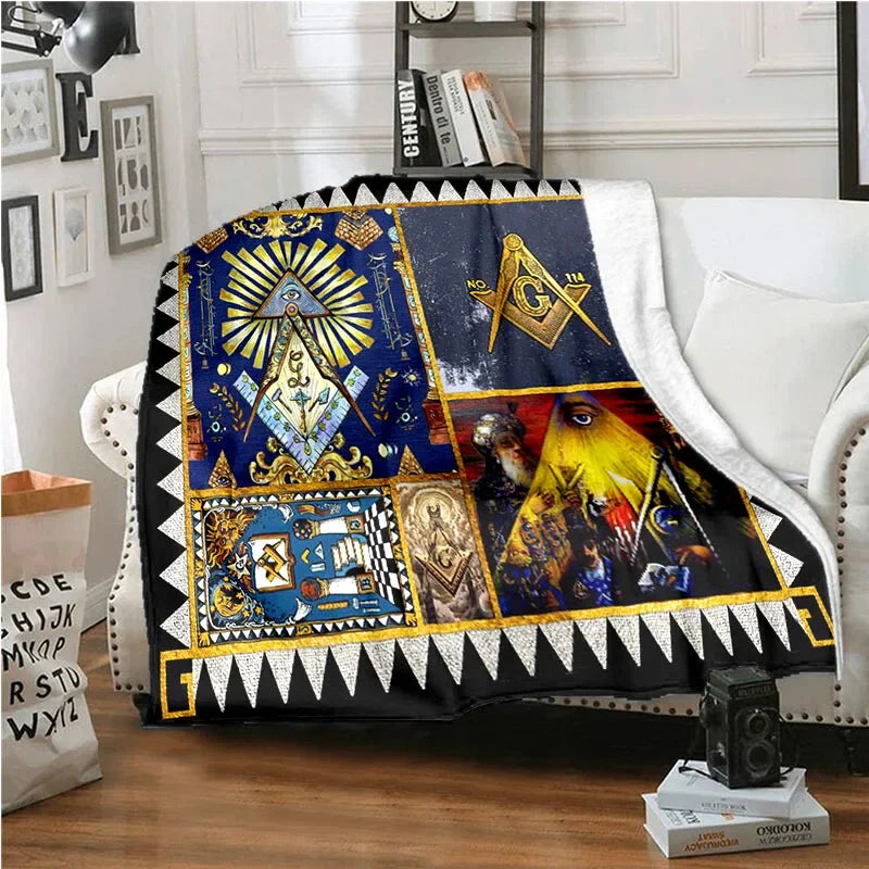 Creative Freemasonry Capital Community Blankets Masonic Lodge Soft Lightweight Thin Sheets Sofa Covers Hiking Warm Blankets.