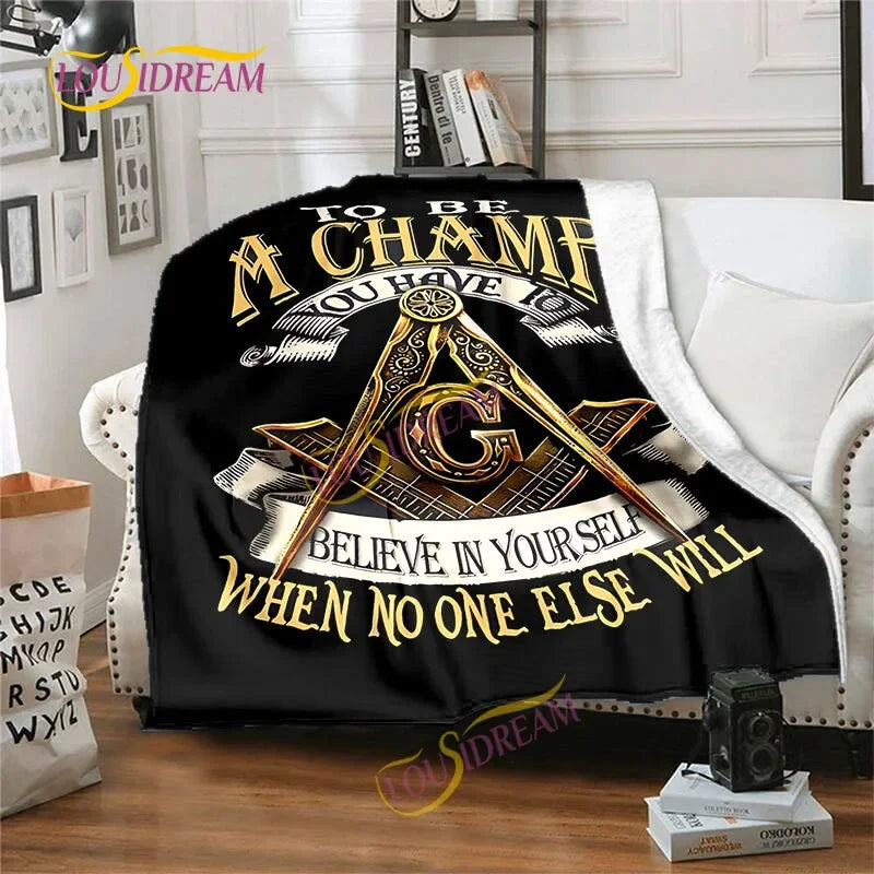 Creative Freemasonry Capital Community Blankets Masonic Lodge Soft Lightweight Thin Sheets Sofa Covers Hiking Warm Blankets.