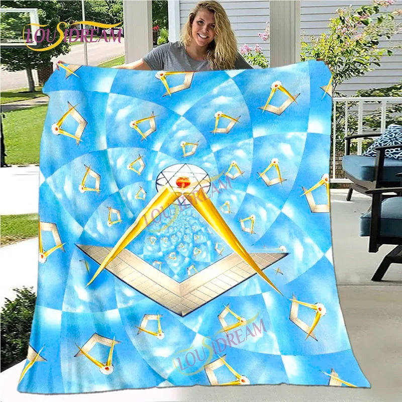 Creative Freemasonry Capital Community Blankets Masonic Lodge Soft Lightweight Thin Sheets Sofa Covers Hiking Warm Blankets.